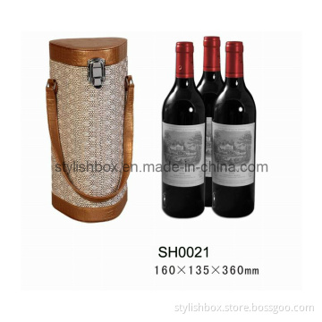 Elegant Leather Wine Bottle Holder with Lock (SH0021)